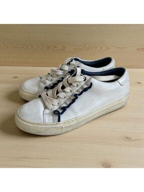 TORY BURCH Sport White Leather Ruffle Sneakers Size 6.5